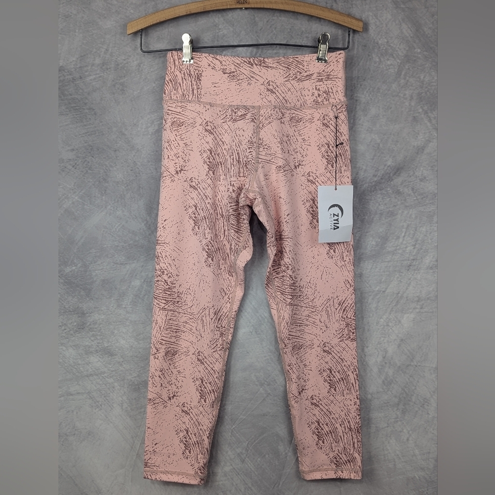 Zyia Girls Size 12-14 NWT Leggings Pink With Bronze Shimmer Accents